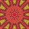 Tile mandala shining kaleidoscope in orange, yellow and red or grenadine