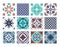 Tile mosaic pattern set, traditional abstract portugal and moroccan patchwork texture