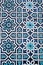 tile mosaic with traditional oriental Arabic Islamic Uzbek pattern decorated with blue and white floral ornament