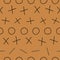 Tile x o noughts and crosses black on brown background vector seamless repeat pattern
