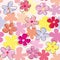 Tile pastel vector pattern with flowers on pink background