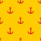 Tile sailor vector pattern with red anchor on summer yellow background