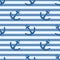 Tile sailor vector pattern with white anchor on navy blue stripes background