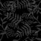 Tile tropical vector pattern with black exotic leaves background