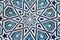 tile Uzbek mosaic with oriental Arabic Islamic pattern decorated with blue and white floral ornament with stars