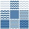 Tile vector chevron pattern set with sailor blue and white zig zag background