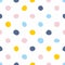 Tile vector pattern with pastel hand drawn polka dots on white background