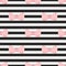 Tile vector pattern with pastel pink bows on a black and white strip background