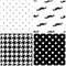 Tile vector pattern set with black and white dots, houndstooth pattern and mustache background