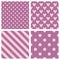 Tile vector pattern set with pink polka dots, hounds tooth, hearts and stripes background