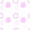 Tileable vector pattern with pink hearts. Seamless continuous illustration love. Hand drawn art modern