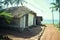 Tiled hut of fisherman on beac