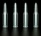 Tiled Line of Steel Rifle Rounds on Rough Reflective Black Surface