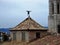 Tiled roofs and weathervane, Girona, Spain