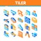 Tiler Work Equipment Isometric Icons Set Vector