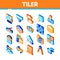 Tiler Work Equipment Isometric Icons Set Vector