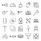 Tiler worker icons set, outline style
