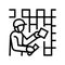 tiler worker line icon vector illustration
