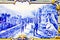 tiles & x28;azulejos& x29; at railway station of Pinhao, Douro Valley, Por