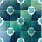 Tiles - Ceramic featuring intricate geometric designs in cool shades of blue and green