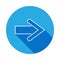 tilt arrow icon with long shadow. Thin line icon for website design and development, app development. Premium icon on white
