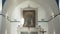 Tilt down close up of the interior of the catholic church of Panagia Rodario in Alefkandra Square on Mykonos