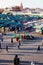 A tilt-shift picture of a group of dancers in Jamaa El Fna, Marrakesh