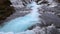 Tilt shot of Bruarfoss waterfall in winter, Reykjavik, Iceland