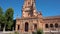 Tilt shot of Spain Square in Seville, Plaza de Espana, on a beautiful sunny day. Seville, Spain.