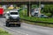 Tilt trailer truck on uk motorway in fast motion