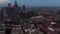 Tilt up shot of cityscape with view of Torre Latinoamericana tall building. Town after sunset. Mexico City, Mexico.