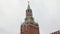 Tilt up view of Spasskaya Tower of Kremlin, Moscow, Russia, cloudy day