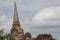 Tilted Pagoda, Wat Mahathat Temple in Phra Nakhon Si Ayutthaya.