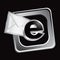 Tilted silver halftone web icon with email letter