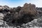 Timanfaya volcanoes park,  Lanzarote, Canary Islands, Spain. Unique panoramic view of spectacular melted volcanic rock magma lava