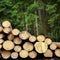 Timber Harvesting For Lumber Industry Or Wooden Housing Constru