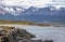 Timber house in Island and mountains view in Beagle Channel - Ushuaia, Tierra del Fuego, Argentina