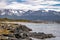 Timber house in Island and mountains view in Beagle Channel - Ushuaia, Tierra del Fuego, Argentina