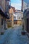 Timber houses alongside a narrow street in La Alberca village in