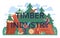 Timber industry typographic header. Logging and woodworking