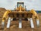 Timber loader on the loading dock closeup. Front view