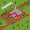 Timber Mill Lumberjack Isometric Composition