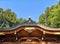 Timber roof of the Sakurayama Hachimangu shrine, the oldest shrine in Takayama, in traditional shinto design