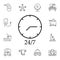 Time, 24/7 flat vector icon in hotel service pack