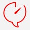 Time chat icon in red color dialog box open Red arrow is inside message bubble and indicates two hours. vector isolated