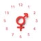 Time and clock red reflect male female gender symbol love theme on white background. Concepts of families valentine and sexuality.