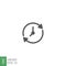 Time clock update refresh icon. Restore Clock inside recycle arrows. Update clock change or update date