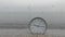 Time Concept Background, Sea Gulls in Sky, Clock in Water On Sand Beach Ocean