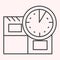 In time delivery thin line icon. Parcel and clock, fast shipping. Postal service vector design concept, outline style