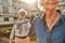 Time doesn`t matter love is forever. Beautiful and happy elderly couple holding hands and smiling while spending time